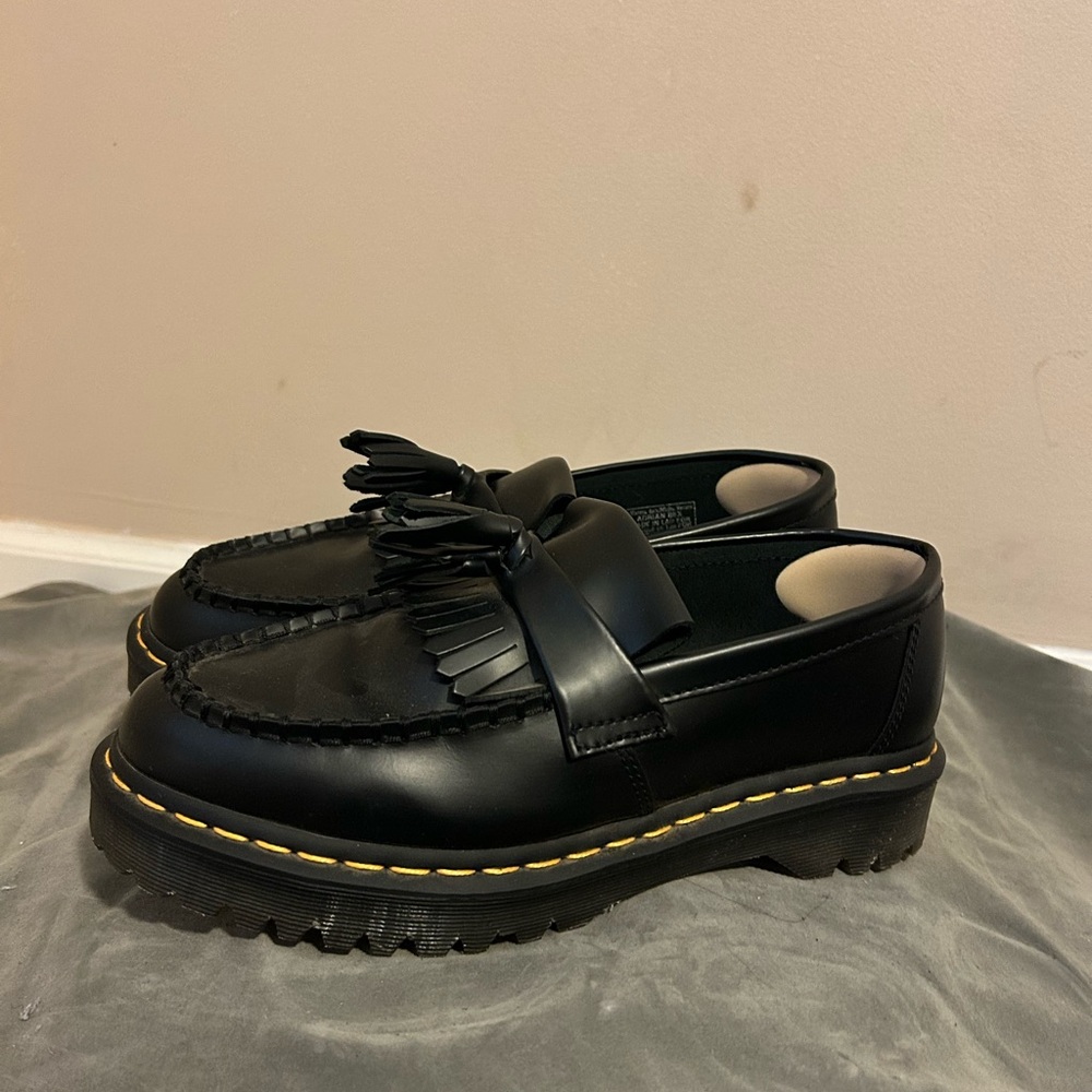 Dr. Martens Adrian Bex Black Leather Loafers with Tassel Detailing